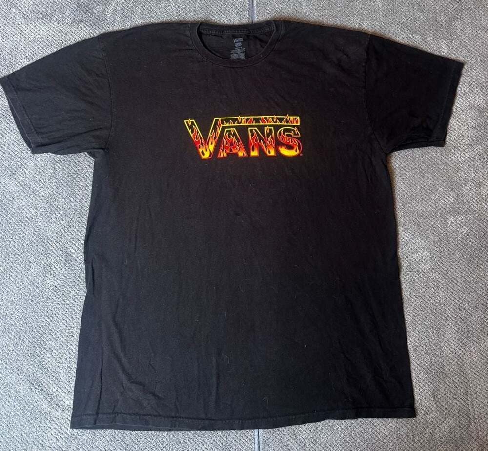 Vans Black Flame Logo  Crew Neck T-Shirt XL 1190